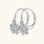 925 Sterling Silver Moissanite Flower Hoop Earrings D0.60CT Bridal Gift BandsCo Straps