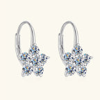 925 Sterling Silver Moissanite Flower Hoop Earrings D0.60CT Bridal Gift BandsCo Straps