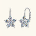 925 Sterling Silver Moissanite Flower Hoop Earrings D0.60CT Bridal Gift BandsCo Straps