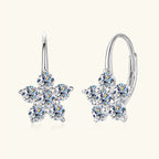 925 Sterling Silver Moissanite Flower Hoop Earrings D0.60CT Bridal Gift BandsCo Straps