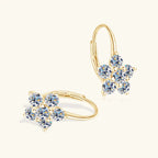 925 Sterling Silver Moissanite Flower Hoop Earrings D0.60CT Bridal Gift BandsCo Straps