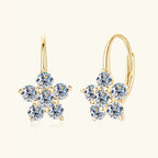 925 Sterling Silver Moissanite Flower Hoop Earrings D0.60CT Bridal Gift BandsCo Straps