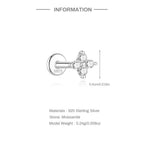 925 Sterling Silver Mini Moissanite Four-Claw Screw Stud Earrings For Women BandsCo Straps
