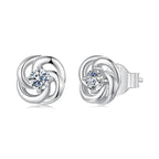 925 Sterling Silver Moissanite Four-Leaf Clover Stud Earrings Hollow Flower BandsCo Straps