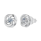 925 Sterling Silver Moissanite Four-Leaf Clover Stud Earrings Hollow Flower BandsCo Straps