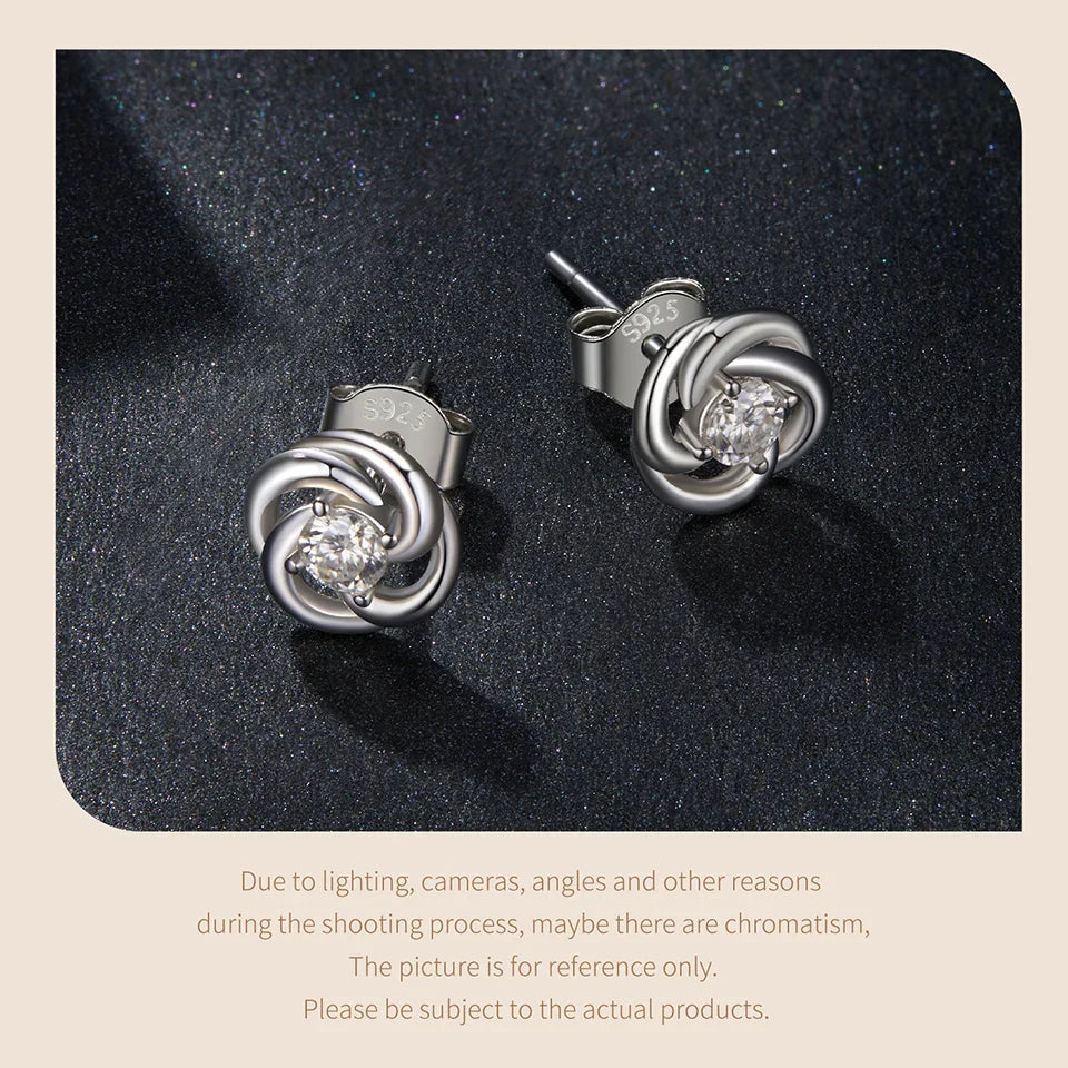 925 Sterling Silver Moissanite Four-Leaf Clover Stud Earrings Hollow Flower BandsCo Straps