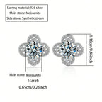 925 Sterling Silver 2ct Moissanite Four-Leaf Clover Stud Earrings Women BandsCo Straps