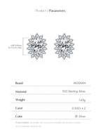 925 Sterling Silver Moissanite Halo Stud Earrings Bridal Wedding Engagement BandsCo Straps