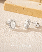 925 Sterling Silver Moissanite Halo Stud Earrings Bridal Wedding Engagement BandsCo Straps
