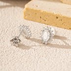925 Sterling Silver Moissanite Halo Stud Earrings Bridal Wedding Engagement BandsCo Straps