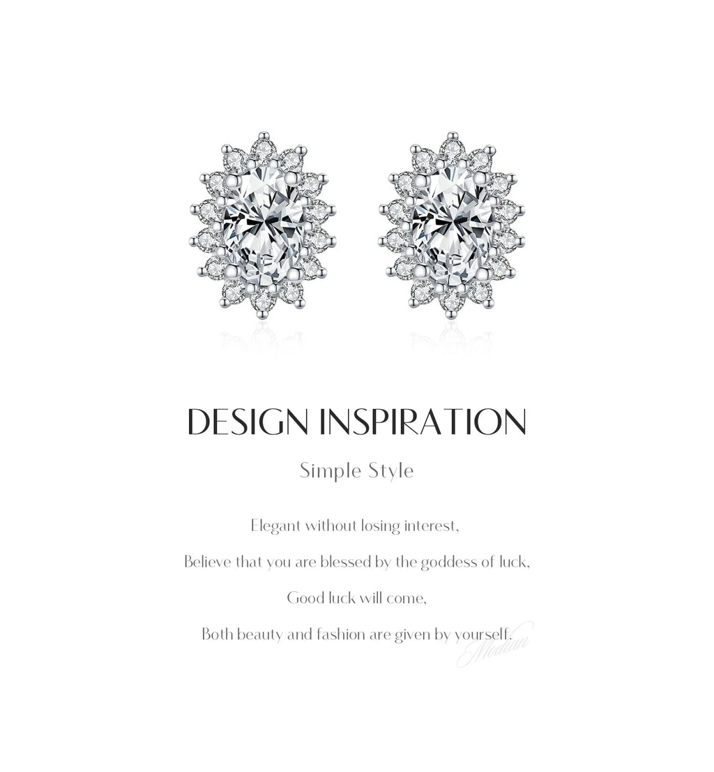 925 Sterling Silver Moissanite Halo Stud Earrings Bridal Wedding Engagement BandsCo Straps