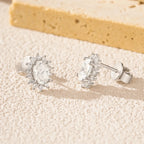 925 Sterling Silver Moissanite Halo Stud Earrings Bridal Wedding Engagement BandsCo Straps
