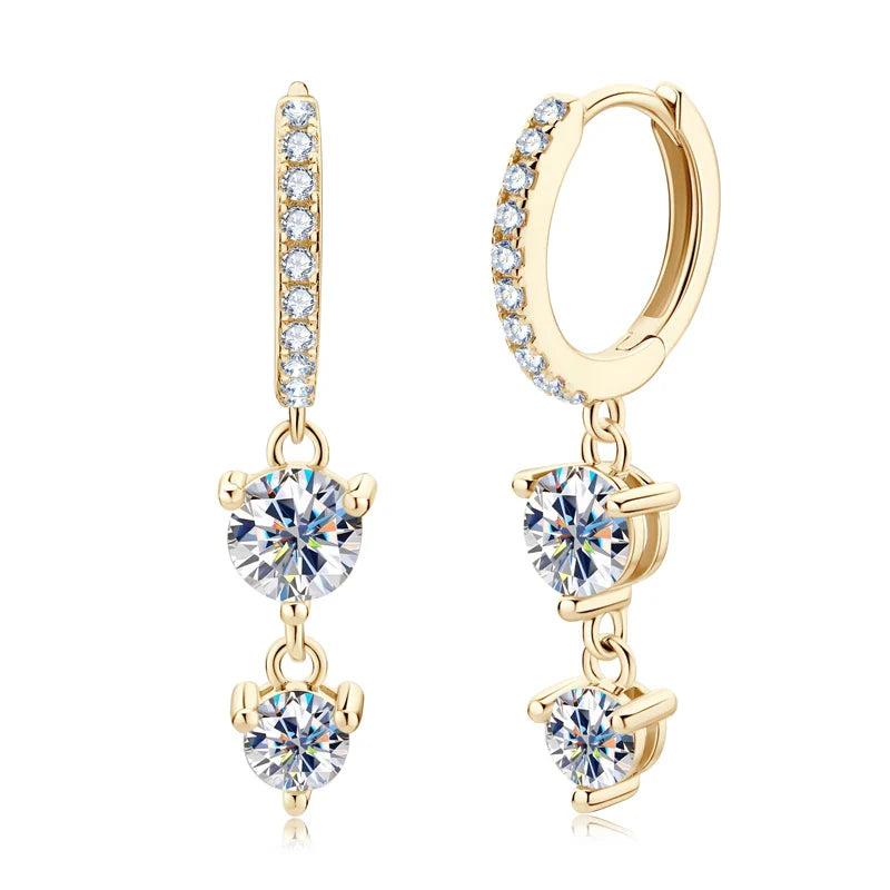 925 Sterling Silver Moissanite Hoop Dangle Earrings For Women Wedding Party BandsCo Straps