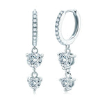 925 Sterling Silver Moissanite Hoop Dangle Earrings For Women Wedding Party BandsCo Straps
