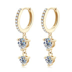 925 Sterling Silver Moissanite Hoop Dangle Earrings For Women Wedding Party BandsCo Straps