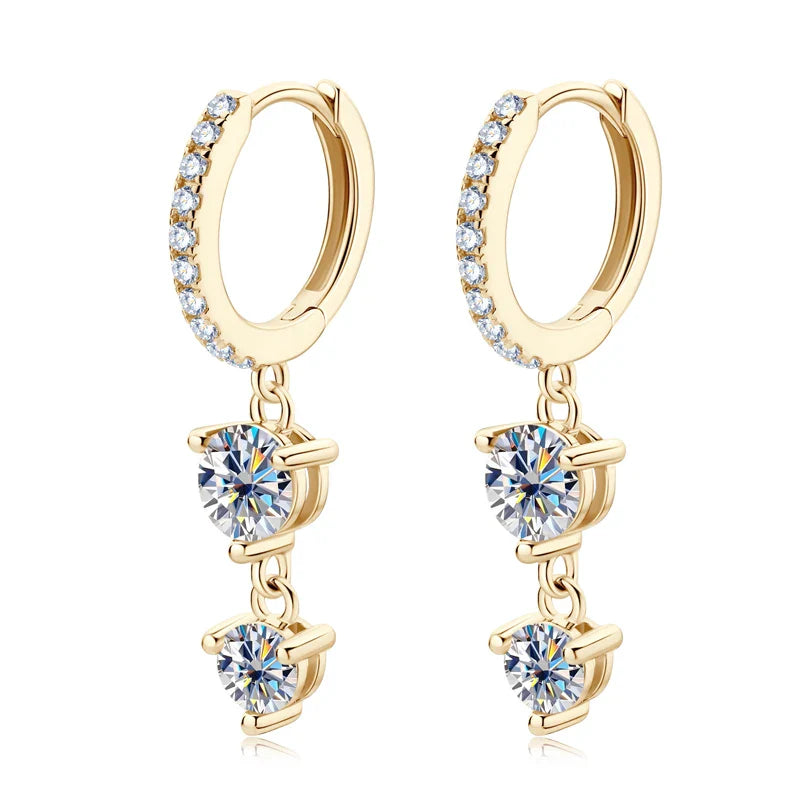 925 Sterling Silver Moissanite Hoop Dangle Earrings For Women Wedding Party BandsCo Straps