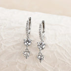 925 Sterling Silver Moissanite Hoop Dangle Earrings For Women Wedding Party BandsCo Straps