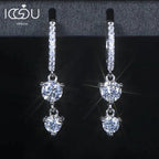 925 Sterling Silver Moissanite Hoop Dangle Earrings For Women Wedding Party BandsCo Straps