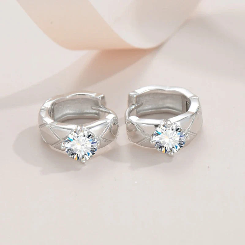 925 Sterling Silver Moissanite Hoop Earrings 0.50ctw Luxury Gifts for Women BandsCo Straps