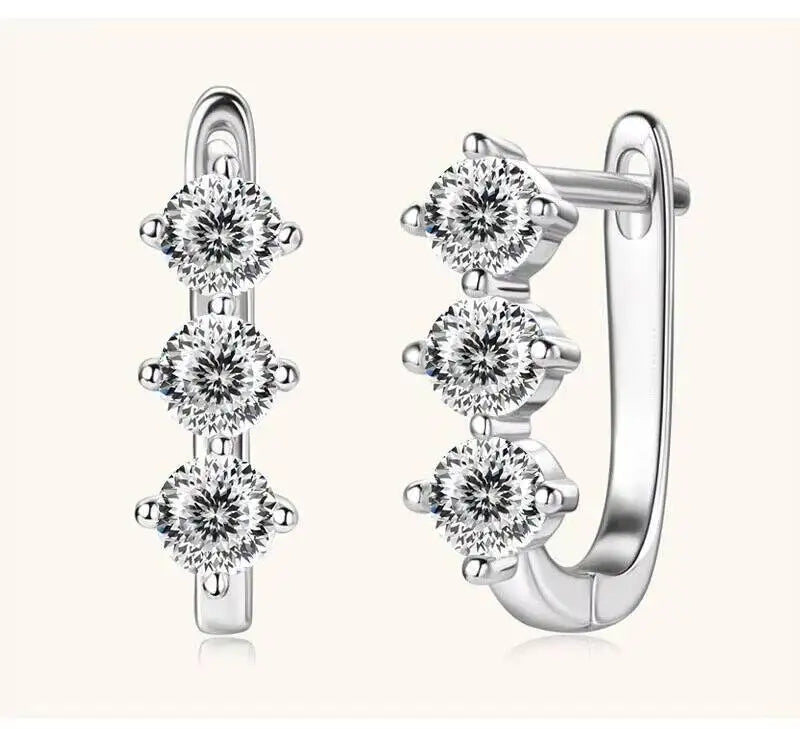 925 Sterling Silver Moissanite Hoop Earrings.1ct 6D For Women Valentine Gift BandsCo Straps