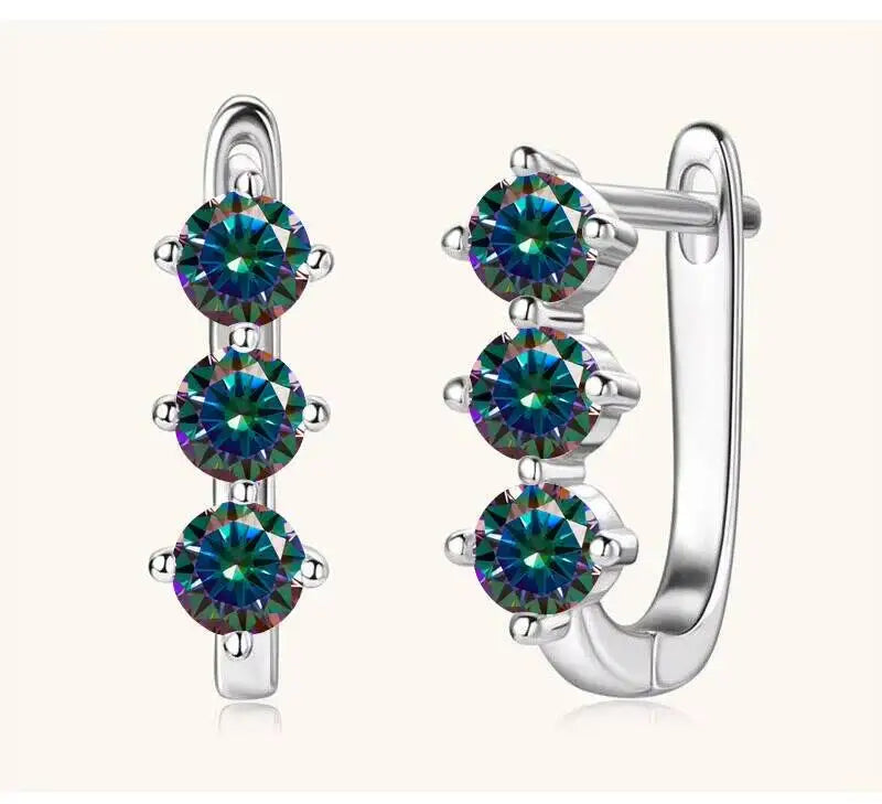 925 Sterling Silver Moissanite Hoop Earrings.1ct 6D For Women Valentine Gift BandsCo Straps