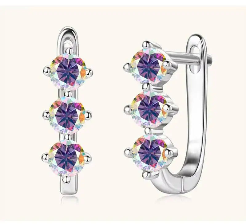 925 Sterling Silver Moissanite Hoop Earrings.1ct 6D For Women Valentine Gift BandsCo Straps
