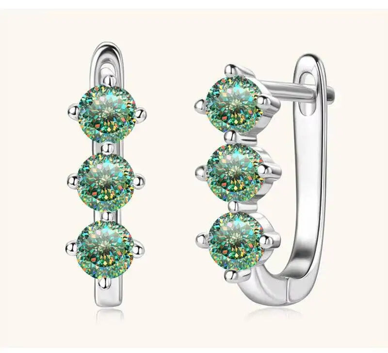 925 Sterling Silver Moissanite Hoop Earrings.1ct 6D For Women Valentine Gift BandsCo Straps