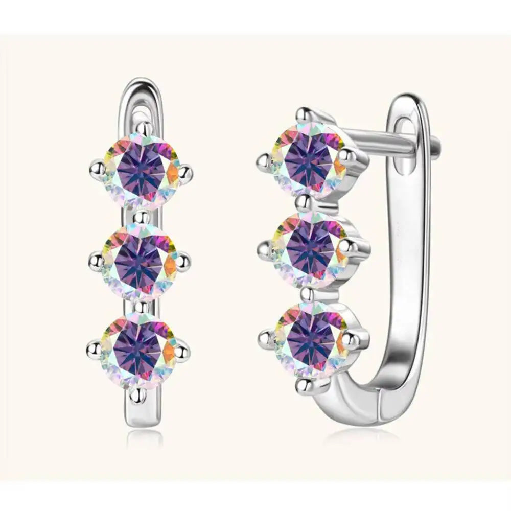 925 Sterling Silver Moissanite Hoop Earrings.1ct 6D For Women Valentine Gift BandsCo Straps