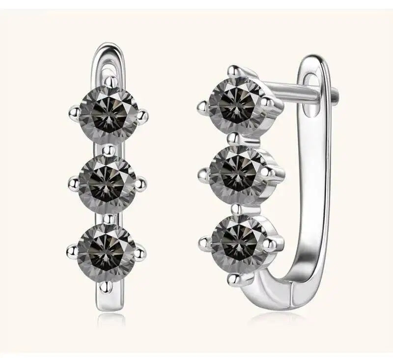 925 Sterling Silver Moissanite Hoop Earrings.1ct 6D For Women Valentine Gift BandsCo Straps