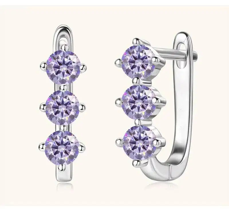 925 Sterling Silver Moissanite Hoop Earrings.1ct 6D For Women Valentine Gift BandsCo Straps