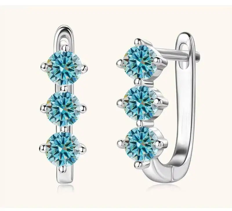 925 Sterling Silver Moissanite Hoop Earrings.1ct 6D For Women Valentine Gift BandsCo Straps