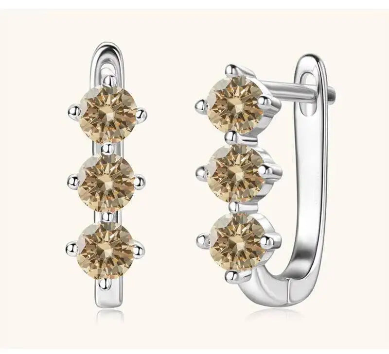 925 Sterling Silver Moissanite Hoop Earrings.1ct 6D For Women Valentine Gift BandsCo Straps