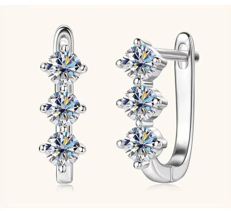 925 Sterling Silver Moissanite Hoop Earrings.1ct 6D For Women Valentine Gift BandsCo Straps