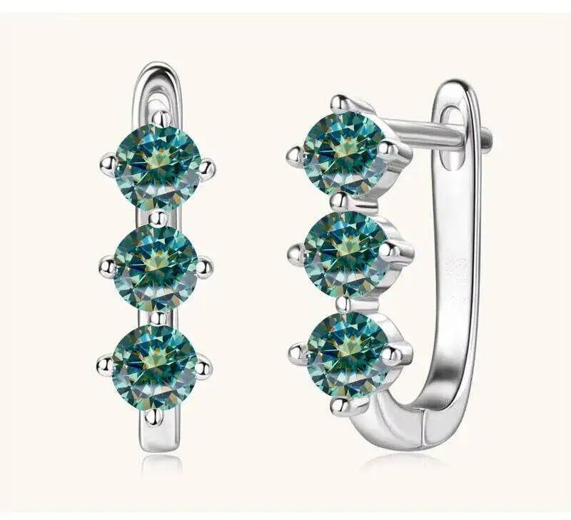 925 Sterling Silver Moissanite Hoop Earrings.1ct 6D For Women Valentine Gift BandsCo Straps