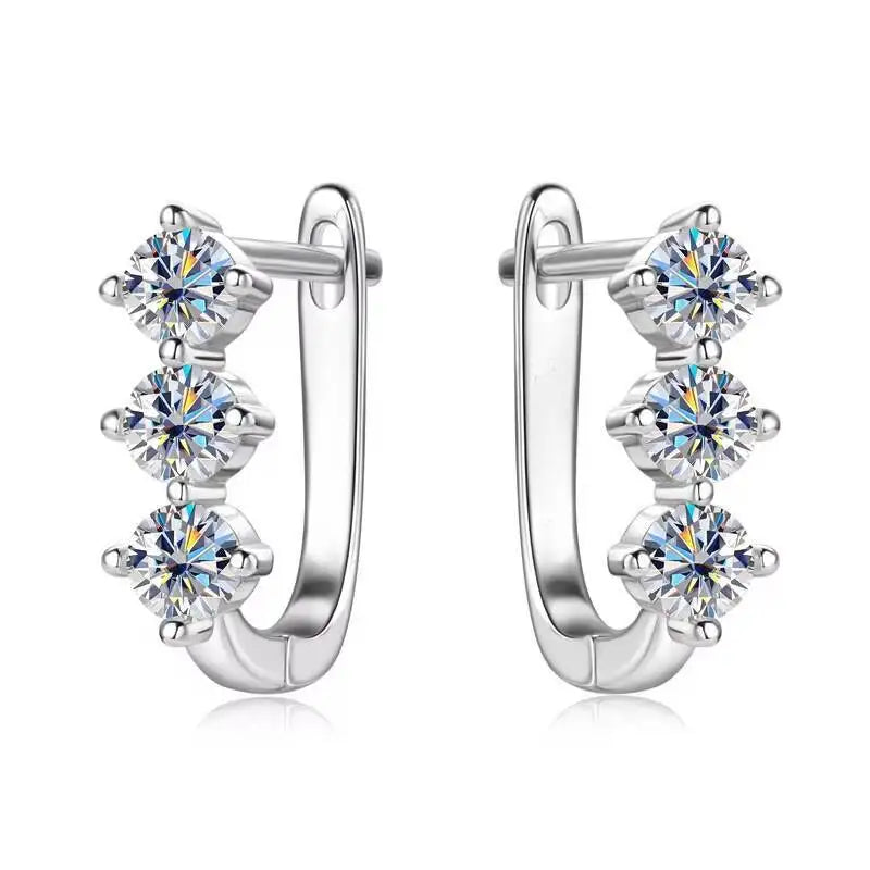 925 Sterling Silver Moissanite Hoop Earrings.1ct 6D For Women Valentine Gift BandsCo Straps