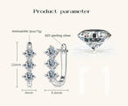 925 Sterling Silver Moissanite Hoop Earrings.1ct 6D For Women Valentine Gift BandsCo Straps