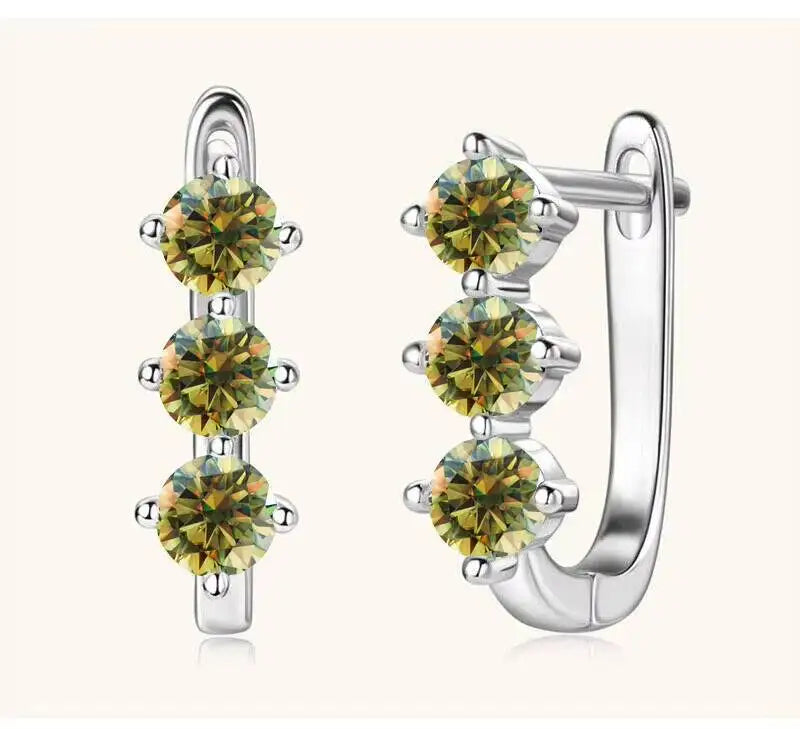 925 Sterling Silver Moissanite Hoop Earrings.1ct 6D For Women Valentine Gift BandsCo Straps