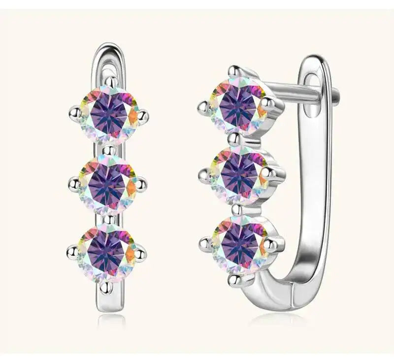 925 Sterling Silver Moissanite Hoop Earrings.1ct 6D For Women Valentine Gift BandsCo Straps