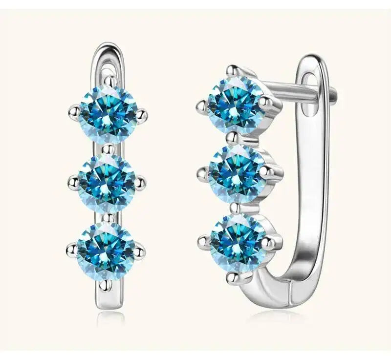 925 Sterling Silver Moissanite Hoop Earrings.1ct 6D For Women Valentine Gift BandsCo Straps