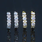 925 Sterling Silver Moissanite Hoop Earrings D Color 2.76CTW Sparkling Wedding BandsCo Straps