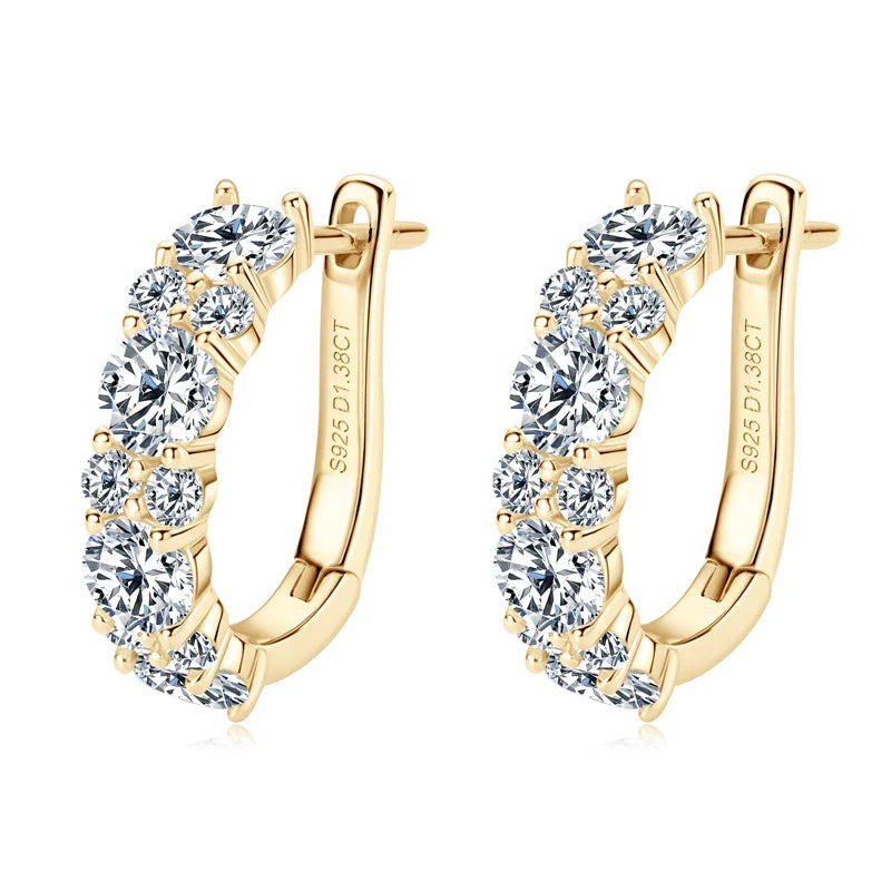 925 Sterling Silver Moissanite Hoop Earrings D Color 2.76CTW Sparkling Wedding BandsCo Straps