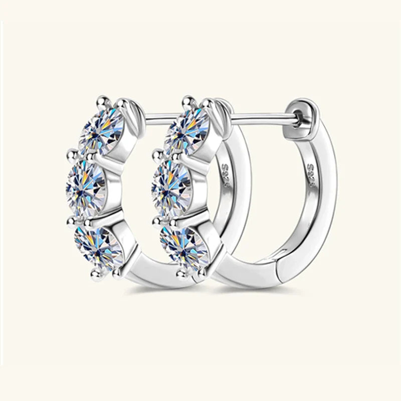 925 Sterling Silver Moissanite Hoop Earrings - Sparkling Gift for Women BandsCo Straps