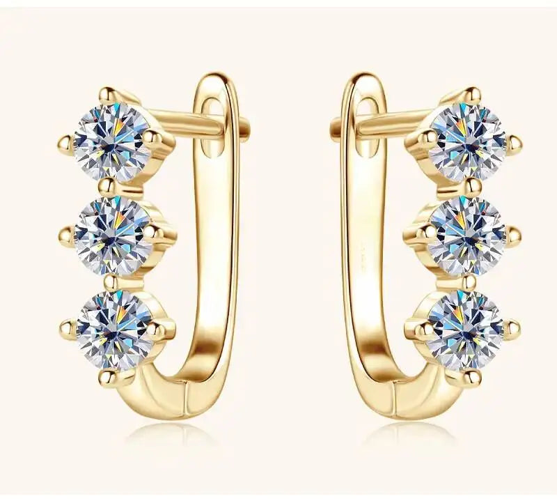 925 Sterling Silver Moissanite Hoop Earrings.1ct 6D For Women Valentine Gift BandsCo Straps