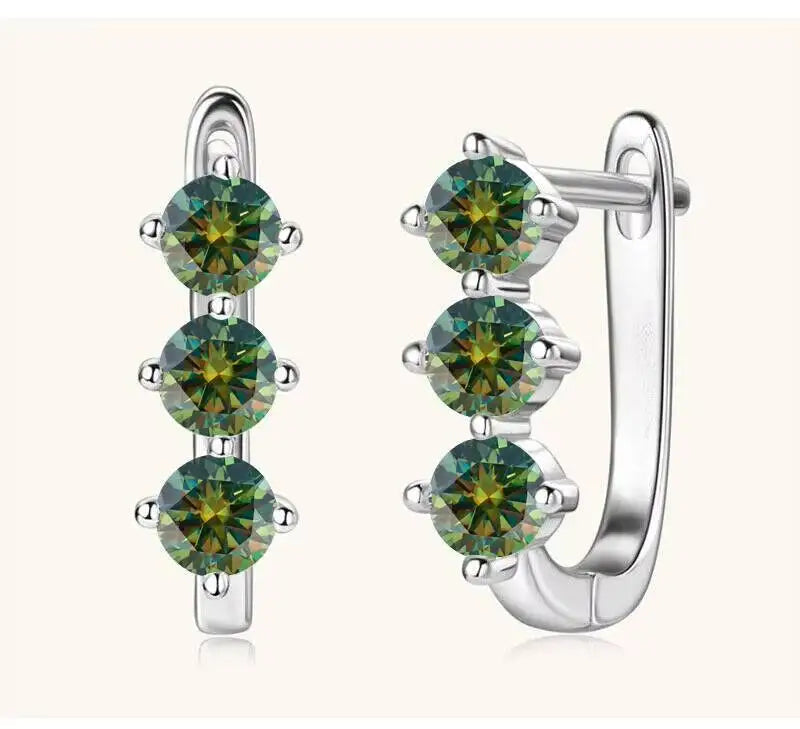 925 Sterling Silver Moissanite Hoop Earrings.1ct 6D For Women Valentine Gift BandsCo Straps