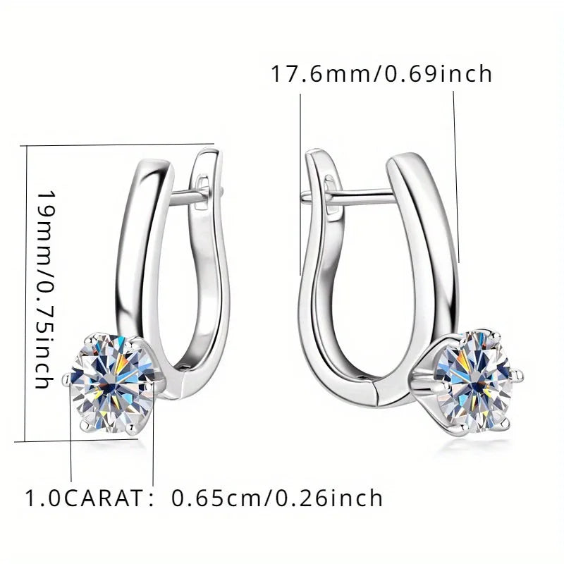 925 Sterling Silver Moissanite Hoop Earrings Retro Simple Light Luxury BandsCo Straps