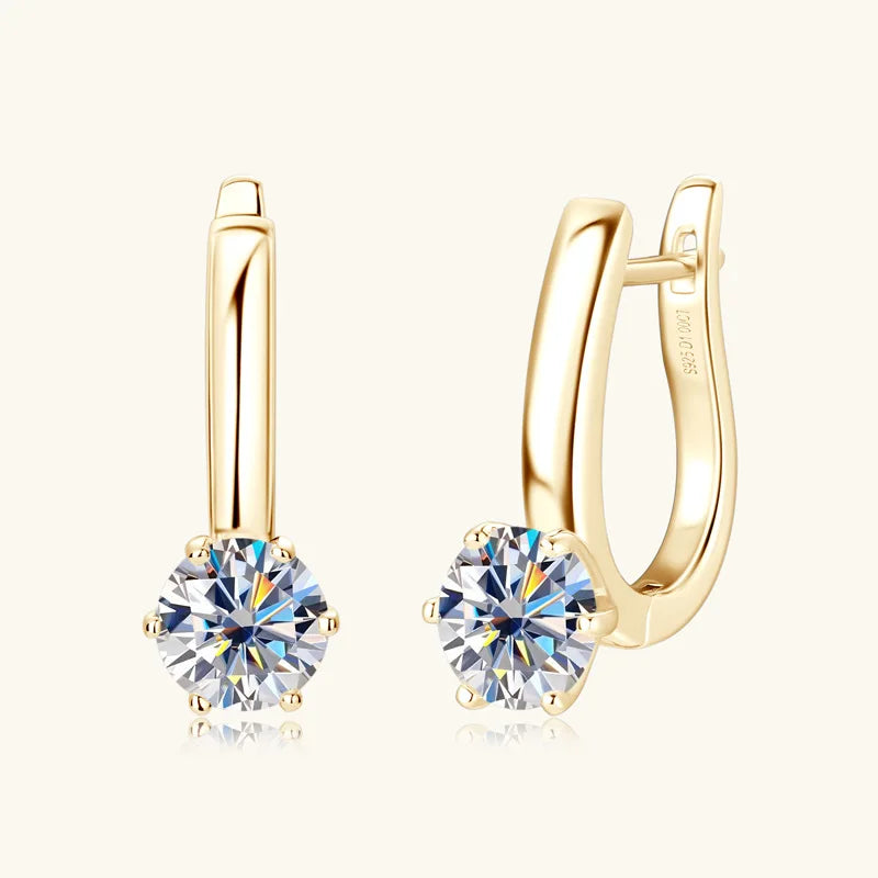 925 Sterling Silver Moissanite Hoop Earrings Retro Simple Light Luxury BandsCo Straps