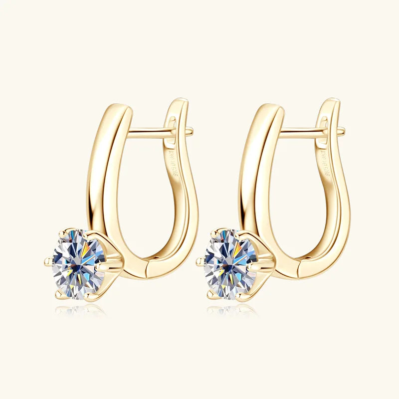 925 Sterling Silver Moissanite Hoop Earrings Retro Simple Light Luxury BandsCo Straps
