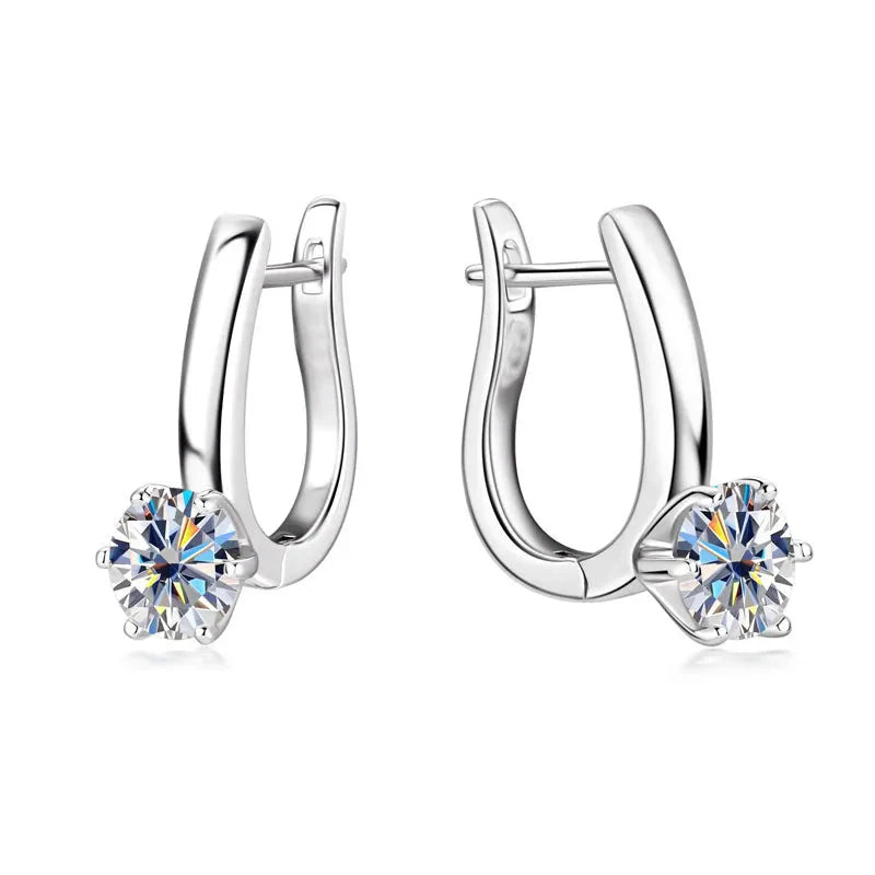 925 Sterling Silver Moissanite Hoop Earrings Retro Simple Light Luxury BandsCo Straps