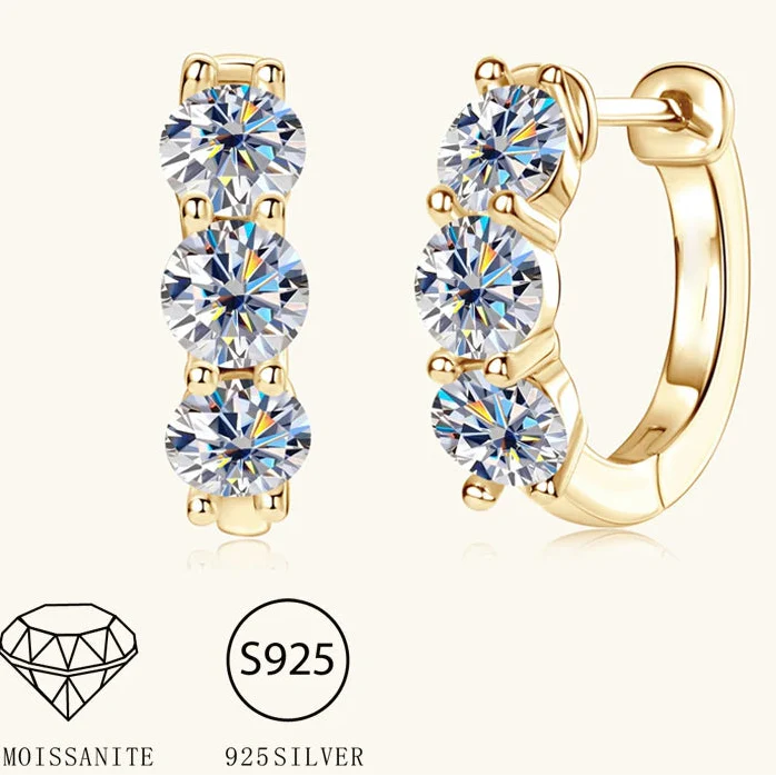 925 Sterling Silver Moissanite Hoop Earrings - Sparkling Gift for Women BandsCo Straps