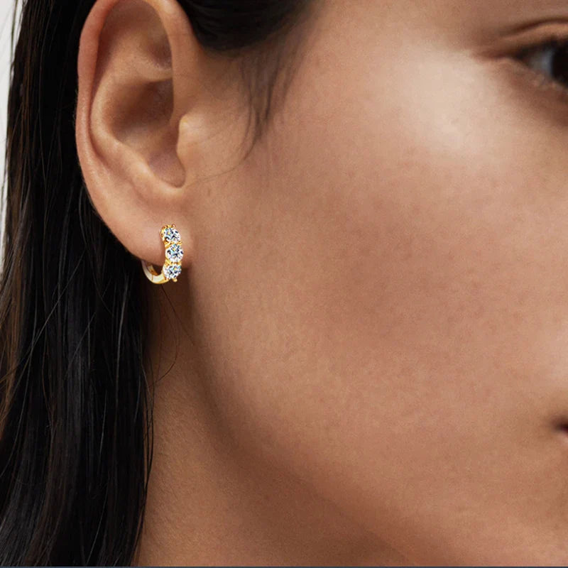 925 Sterling Silver Moissanite Hoop Earrings - Sparkling Gift for Women BandsCo Straps